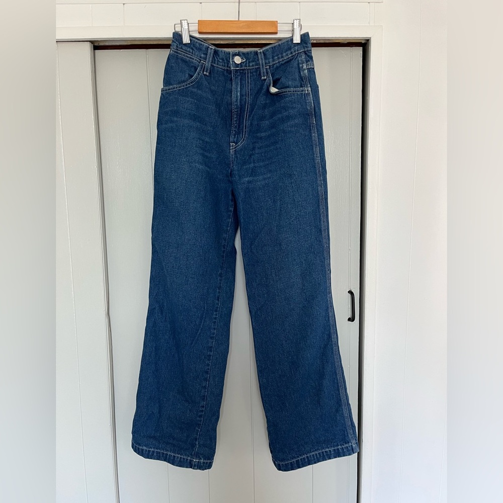 REFORMATION indigo Wide-Leg Jeans with cargo details